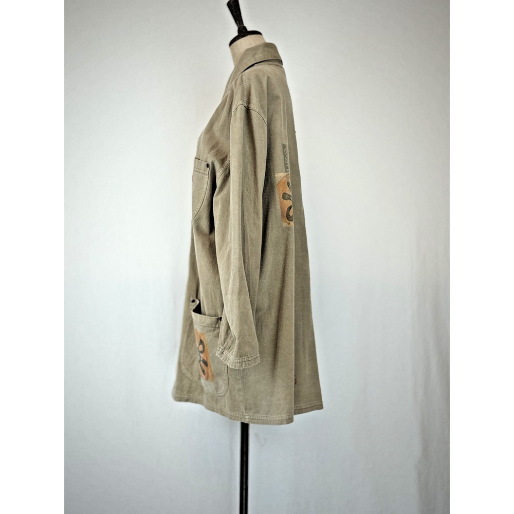 90's Vintage BLUE FISH Green Cotton Jacket MADE USA OS #0175 - Picture 3 of 16